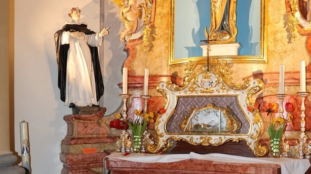 Smashed case where skull of St Zdislava of Lemberk was taken