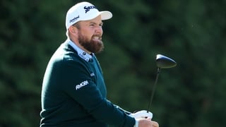 Shane Lowry of Ireland tees off on the 10th hole during the second round of the PGA Championship at Aronimink Golf Club on May 15, 2026 in Newtown, Pennsylvania.