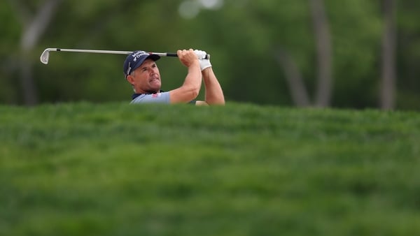 NEWTOWN, PENNSYLVANIA - MAY 15: Padraig Harrington of Ireland plays a shot on the tenth hole during the second round of the PGA Championship at Aronimink Golf Club on May 15, 2026 in Newtown, Pennsylvania. (Photo by Carl Recine/Getty Images)