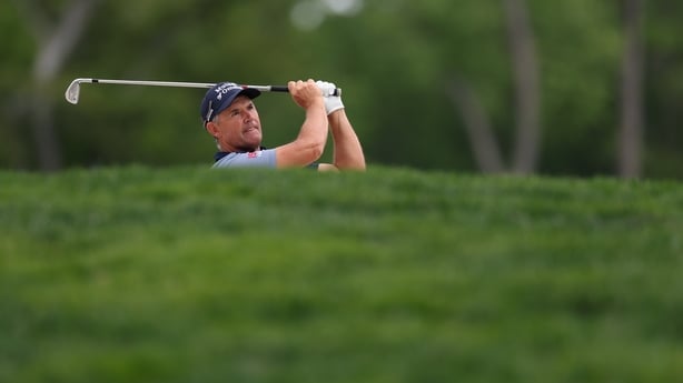 NEWTOWN, PENNSYLVANIA - MAY 15: Padraig Harrington of Ireland plays a shot on the tenth hole during the second round of the PGA Championship at Aronimink Golf Club on May 15, 2026 in Newtown, Pennsylvania. (Photo by Carl Recine/Getty Images)
