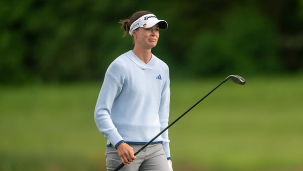 Esther Henseleit of Germany plays from the fairway on the 18th hole during the second round of the Amundi German Masters at Green Eagle Golf Courses in Hamburg, Germany, on May 15, 2026