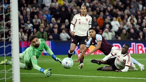 Ollie Watkins of Aston Villa scores his team's second goal during the Premier League match between Aston Villa and Liverpool at Villa Park on May 15, 2026 in Birmingham, England