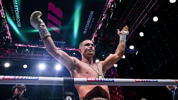 13 September 2025; Paddy Donovan after his IBF World Welterweight title bout against Lewis Crocker at Clearer Twist National Football Stadium at Windsor Park in Belfast. Photo by Ramsey Cardy/Sportsfile