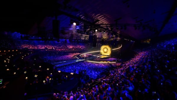 Overview of the Stadthalle during the second dress rehearsal ahead of the 70th Eurovision Song Contest Grand Final