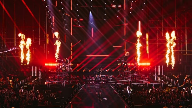 Alexandra Căpitănescu performing Choke Me for Romania during the Second Semi-Final of the Eurovision Song Contest at Wiener Stadthalle, Vienna