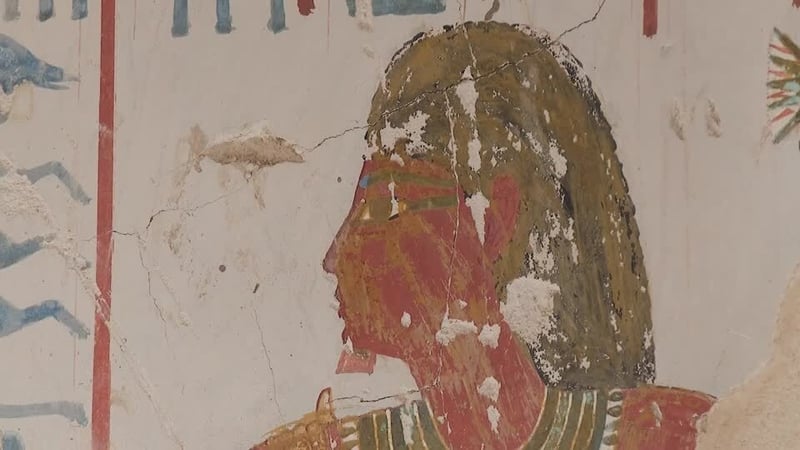ancient egyptian paintings on restored tomb walls