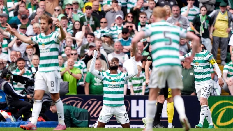 Celtic's Kelechi Iheanacho celebrates his sides second goal scored by Daizen Maeda