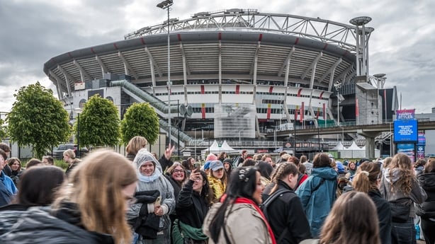 Fans of British singer Harry Styles await outside the Johan Cruijff ArenA, ahead of his ten-day concert series and his world tour Together, Together Tour in Amsterdam on 16 May, 2026. (Photo by Joris van Gennip /ANP/AFP)