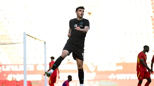 16 May 2026; Tom Cannon of Republic of Ireland celebrates after scoring his side's first goal during the international friendly match between Republic of Ireland and Grenada at Estadio Nueva Condomina in Murcia, Spain. Photo by Stephen McCarthy/Sportsfile