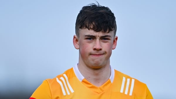25 February 2024; Joseph McLaughlin of Antrim after his side's defeat in the Allianz Hurling League Division 1 Group B match between Antrim and Galway at Corrigan Park in Belfast. Photo by Tyler Miller/Sportsfile