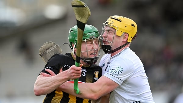 16 May 2026; Martin Keoghan of Kilkenny in action against Simon Leacy of Kildare during the Leinster GAA Senior Hurling Championship Round 4 match between Kilkenny and Kildare at UPMC Nowlan Park in Kilkenny. Photo by Paul Phelan/Sportsfile