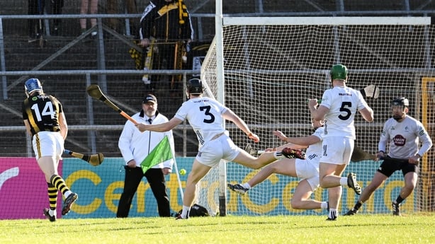 16 May 2026; TJ Reid of Kilkenny scores his side's first goal during the Leinster GAA Senior Hurling Championship Round 4 match between Kilkenny and Kildare at UPMC Nowlan Park in Kilkenny. Photo by Paul Phelan/Sportsfile