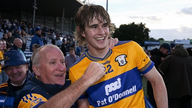 16 May 2026; Man of the match Diarmuid Stritch of Clare with supporters after the Munster GAA Senior Hurling Championship Round 4 match between Tipperary and Clare at FBD Semple Stadium in Thurles, Tipperary. Photo by Ray McManus/Sportsfile