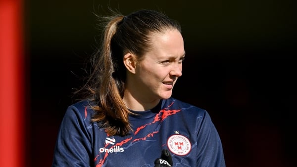 14 March 2026; Shelbourne goalkeeper Mya Sanchez warms up before the SSE Airtricity Women's Premier Division match between Shelbourne and Treaty United at Tolka Park in Dublin. Photo by Paul Phelan/Sportsfile