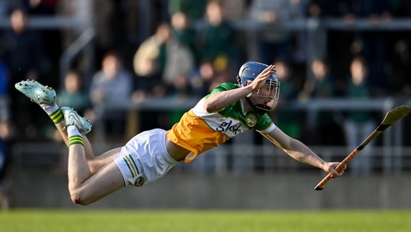 16 May 2026; Shane Rigney of Offaly after taking a shot at goal during the Leinster GAA Senior Hurling Championship Round 4 match between Offaly and Wexford at Glenisk O'Connor Park in Tullamore, Offaly. Photo by Tom Beary/Sportsfile