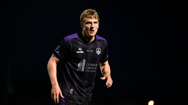17 April 2026; Kris Twardek of Galway United during the SSE Airtricity Men's Premier Division match between Dundalk and Galway United at Oriel Park in Dundalk, Louth. Photo by Ben McShane/Sportsfile