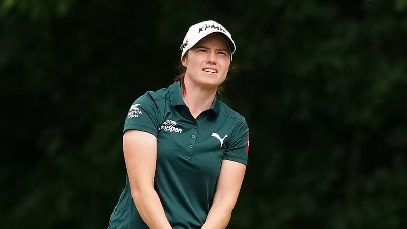 CINCINNATI, OHIO - MAY 15: Leona Maguire of Ireland plays a shot on the sixth hole during the second round of the Kroger Queen City Championship presented by P&G 2026 at Maketewah Country Club on May 15, 2026 in Cincinnati, Ohio. (Photo by Dylan Buell/Get