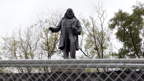 A statue of Confederate General Albert Pike stands near Judiciary Square 