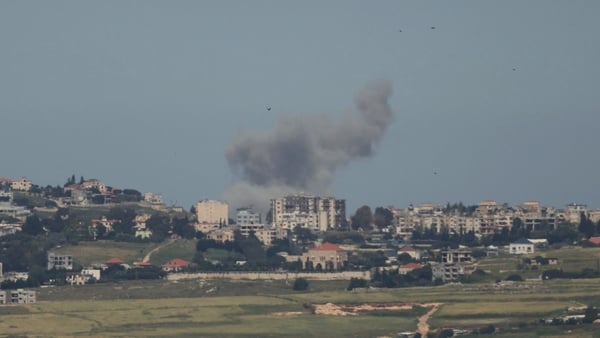 Smoke rises from the site of an Israeli airstrike that targeted the southern Lebanese village of Jibshit