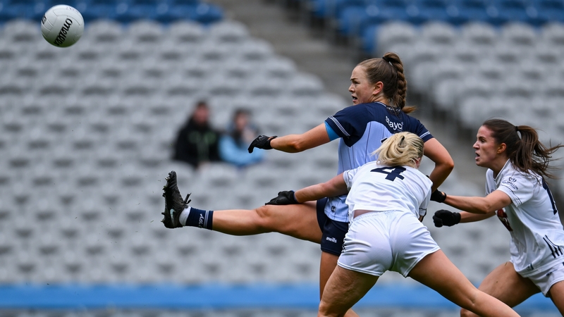 Laura Grendon of Dublin scores a point against Kildare ion 2026 Leinster final