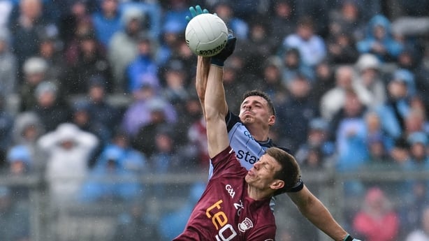 Brian Howard of Dublin in action against John Heslin of Westmeath during the Leinster GAA Football Senior Championship final match between Dublin and Westmeath at Croke Park in Dublin.