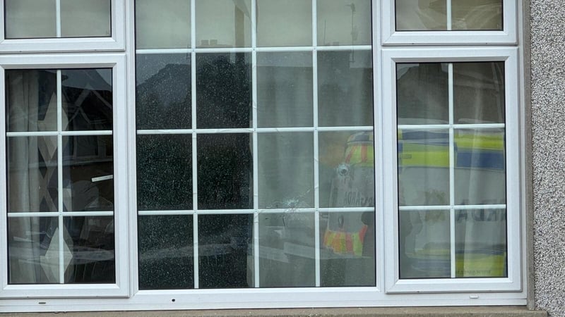 Bullet holes visible in the window of the home in Wexford town