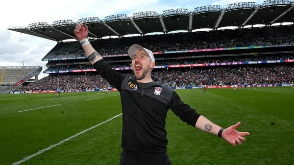 17 May 2026; Westmeath manager Mark McHugh celebrates at the final hooter after the Leinster GAA Football Senior Championship final match between Dublin and Westmeath at Croke Park in Dublin. Photo by Ray McManus/Sportsfile