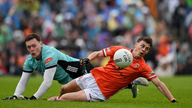 Monaghan goalkeeper Rory Beggan and Darragh McMullan of Armagh - 2026 Ulster final