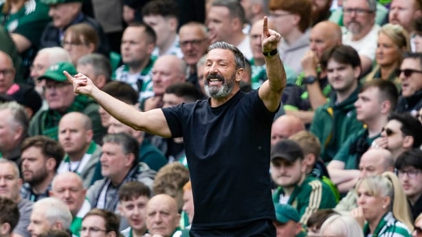 GLASGOW, SCOTLAND - MAY 16: Hearts Head Coach Derek McInnes during a William Hill Premiership match between Celtic and Heart of Midlothian at Celtic Park, on May 16, 2026, in Glasgow, Scotland. (Photo by Ross Parker/SNS Group via Getty Images)