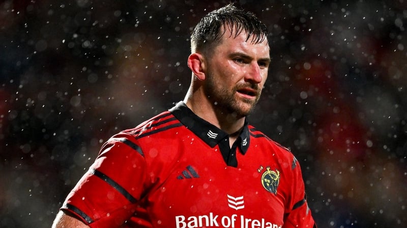 Diarmuid Barron of Munster during the United Rugby Championship match between Munster and Dragons at Virgin Media Park in Cork.