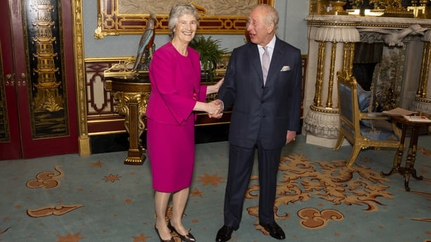 Irish president Catherine Connolly during an audience with King Charles