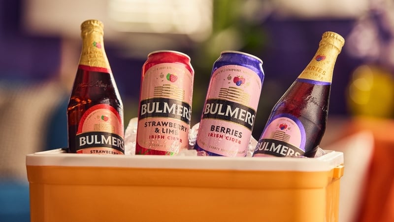 Cans and bottles of cider with the Bulmers branding
