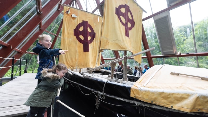 Michael and Danny Troy at the 50th Anniversary Celebration of the Brendan Voyage at Craggaunowen