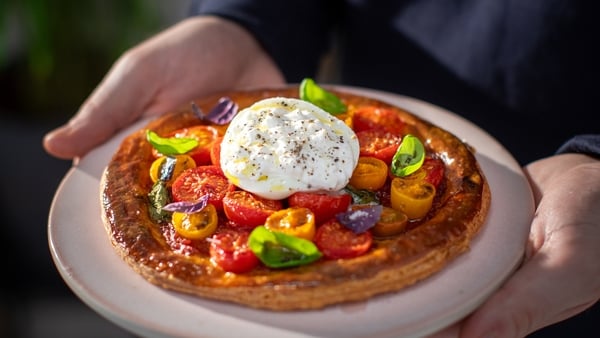 Slow Roasted Tomato Galette with Buratta and Basil