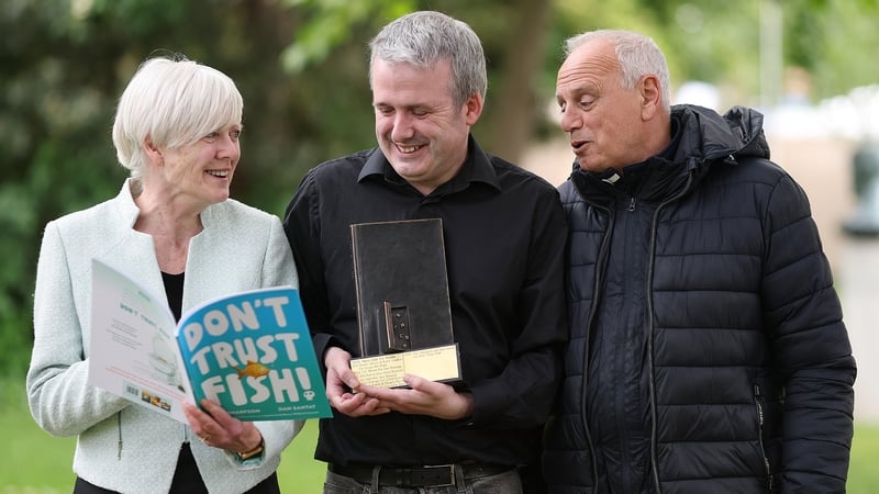 Picture shows Neil Sharpson with his parents George Sharpson and Anna Bale at the KPMG Children’s Books Ireland Awards.