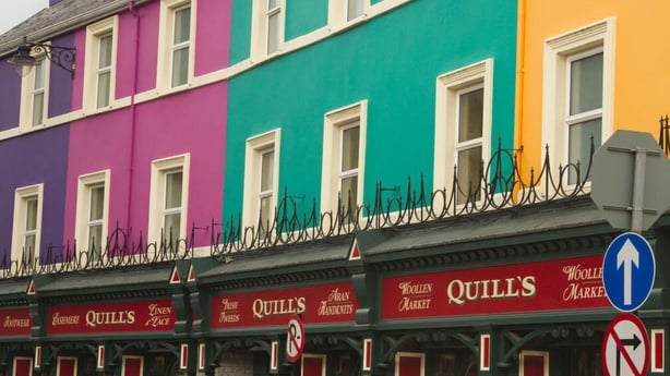 Low angle view of buildings showing the Quill's name