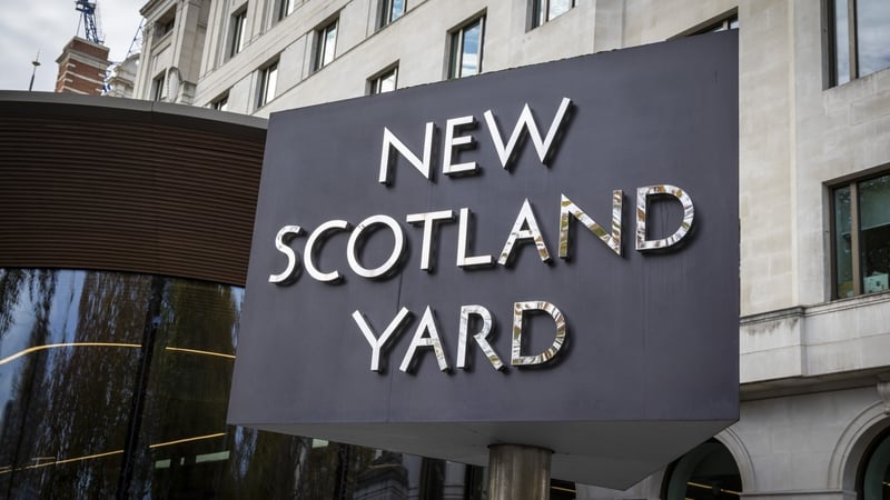 The New Scotland Yard sign and building, the headquarters of the Metropolitan Police in Westminster, London. (photo by Andrew Aitchison / In pictures via Getty Images)