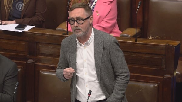 Sinn Fein's Eoin O Broin is seen speaking in the Dail