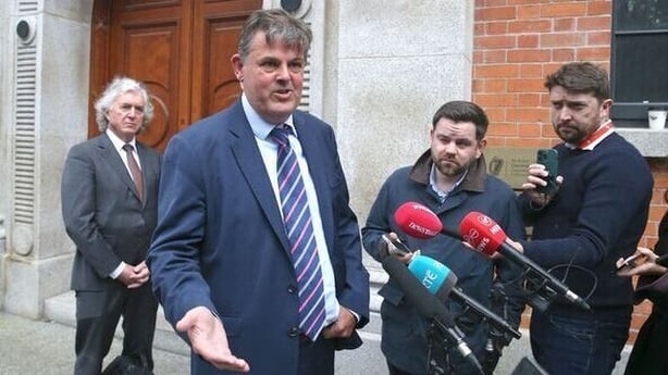 RTE Director General Kevin Bakhurst speaking to the media after his meeting with Minister for Communications Patrick O'Donovan 