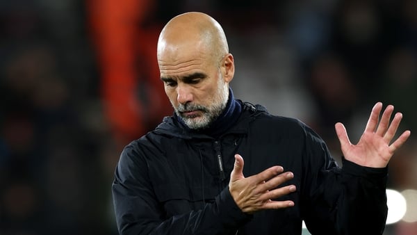 BOURNEMOUTH, ENGLAND - MAY 19: Pep Guardiola, Manager of Manchester City, acknowledges the fans following the team's 1-1 draw in the Premier League match between Bournemouth and Manchester City at Vitality Stadium on May 19, 2026 in Bournemouth, England.