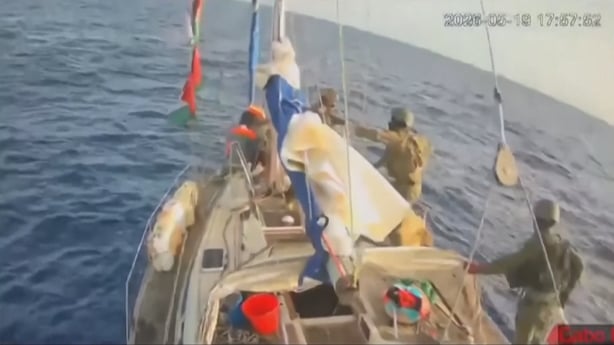 Israeli soldiers onboard a flotilla vessel