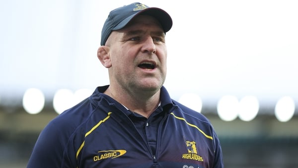 WELLINGTON, NEW ZEALAND - JUNE 01: Coach Clarke Dermody of the Highlanders looks on prior to the round 15 Super Rugby Pacific match between Hurricanes and Highlanders at Sky Stadium, on June 01, 2024, in Wellington, New Zealand. (Photo by Hagen Hopkins/Ge