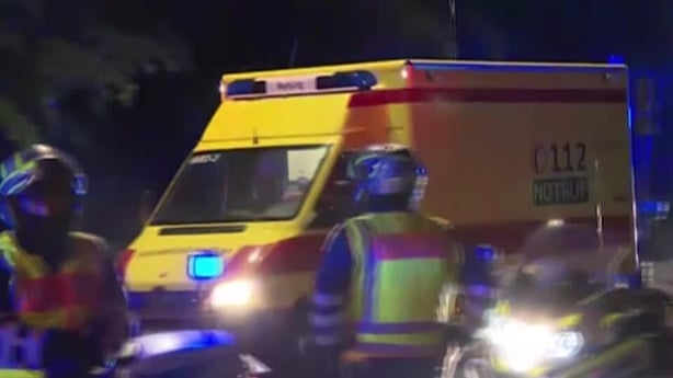 screenshot from a video showing an ambulance 