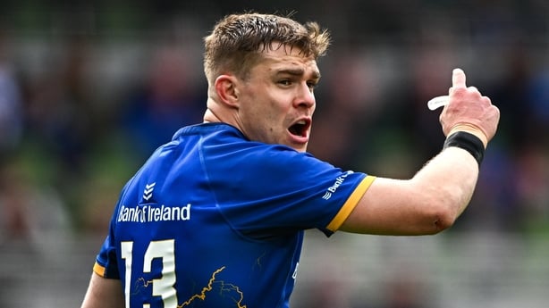 16 May 2026; Garry Ringrose of Leinster during the United Rugby Championship match between Leinster and Ospreys at the Aviva Stadium in Dublin. Photo by Seb Daly/Sportsfile