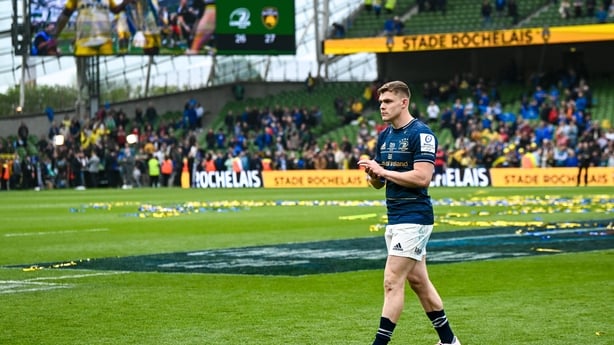 20 May 2023; Garry Ringrose of Leinster after his side's defeat in the Heineken Champions Cup final match between Leinster and La Rochelle at the Aviva Stadium in Dublin. Photo by Harry Murphy/Sportsfile