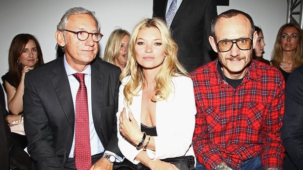 Isak Andic, Kate Moss and Terry Richardson attend the Mango new collection launch at Centre Pompidou on May 17, 2011 in Paris