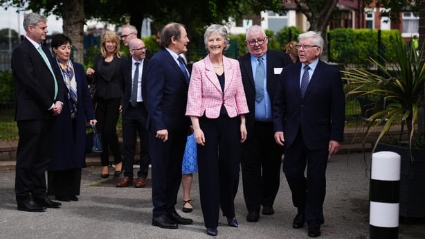President Catherine Connolly meets guests during a visit to the Leeds Irish Centre