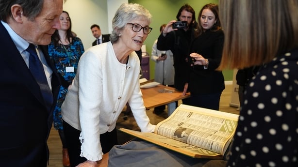 President Catherine Connolly meets guests during a visit to the Leeds University