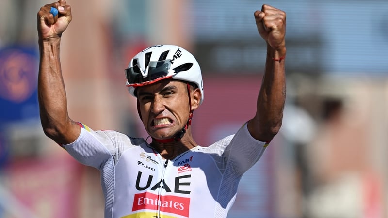Jhonatan Narvaez of Ecuador and UAE Team Emirates - XRG celebrates at finish line as stage winner during the 109th Giro d'Italia 2026, Stage 11 a 195km stage from Porcari to Chiavari / #UCIWT / on May 20, 2026 in Chiavari, Italy