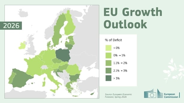 Image of the map of the euro zone with zoned areas of expected growth